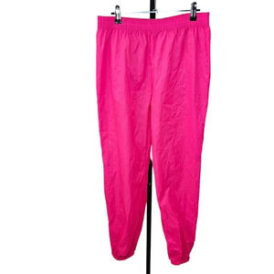 K-Way Womens Vintage Neon  Pink Windbreaker Pants Zip Bottoms Size 9